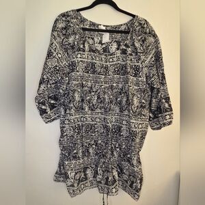 Just My Size Boho 100% Cotton Tunic Top Lightweight Cover up sz 2XG Summer Beach